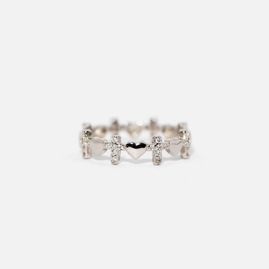 "Pray Through It" Heart & Cross Ring