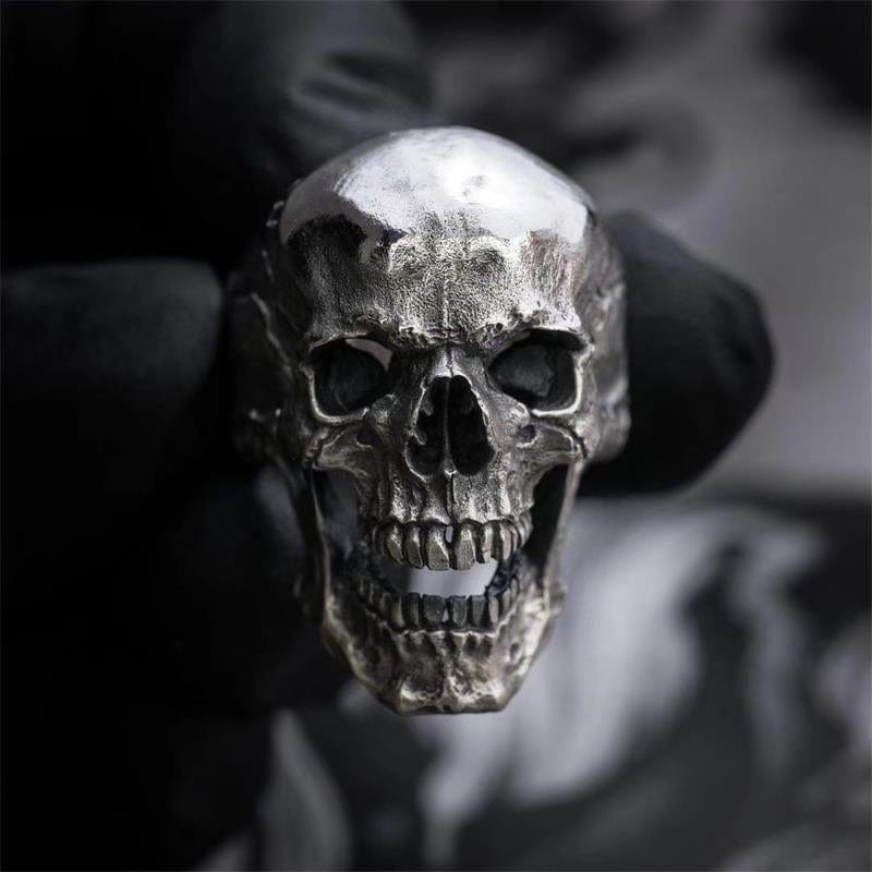 ANILLO GÓTICO DE ACERO INOXIDABLE CON CALAVERA NEGRA PARA HOMBRE
