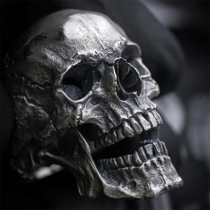 ANILLO GÓTICO DE ACERO INOXIDABLE CON CALAVERA NEGRA PARA HOMBRE