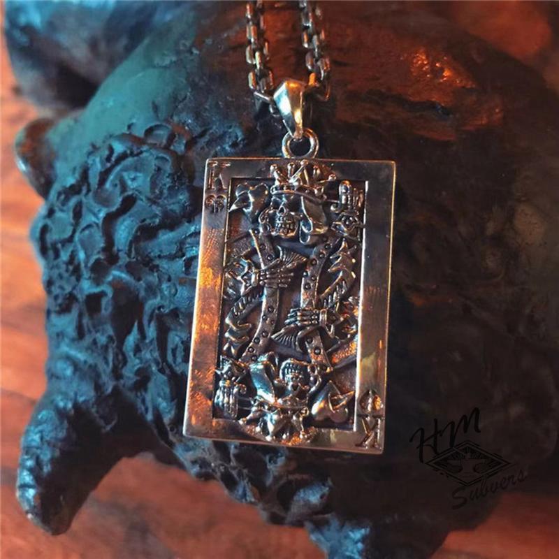 PUNK SPADE K POKER STAINLESS STEEL PENDANT