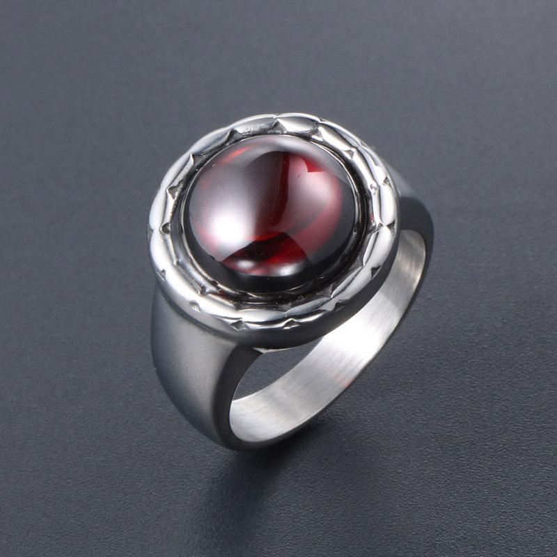 ANILLO VINTAGE DE ACERO INOXIDABLE EN PIEDRA ARENISCA AZUL BRILLANTE