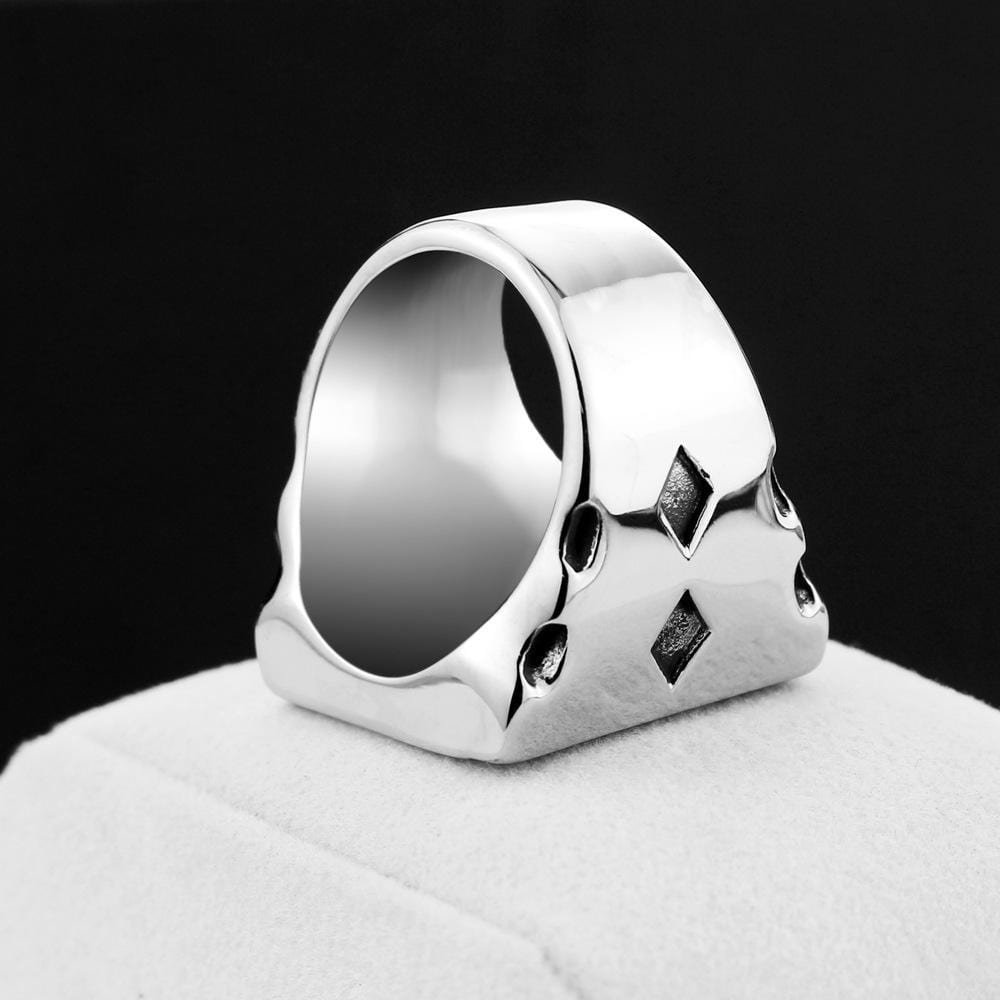 ANILLO DE CALAVERA DE ACERO INOXIDABLE CON HOZ DE LA MUERTE DE POKER