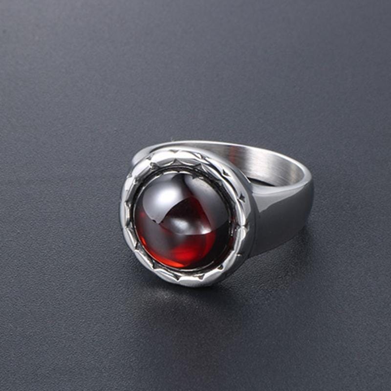 ANILLO VINTAGE DE ACERO INOXIDABLE EN PIEDRA ARENISCA AZUL BRILLANTE
